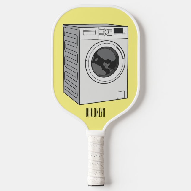 Washing machine cartoon illustration  pickleball paddle (Front)