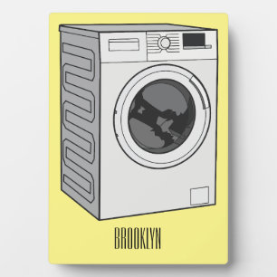 Washing machine cartoon illustration plaque
