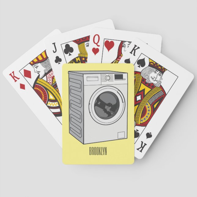 Washing machine cartoon illustration  playing cards (Back)