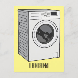 Washing machine cartoon illustration  postcard