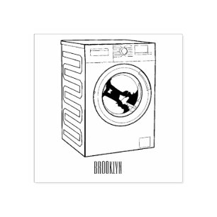 Washing machine cartoon illustration  rubber stamp