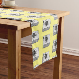 Washing machine cartoon illustration  short table runner