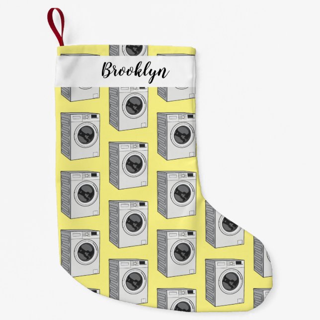 Washing machine cartoon illustration small christmas stocking (Front)
