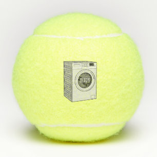 Washing machine cartoon illustration  tennis balls