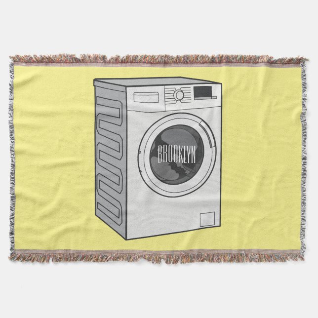 Washing machine cartoon illustration  throw blanket (Front)