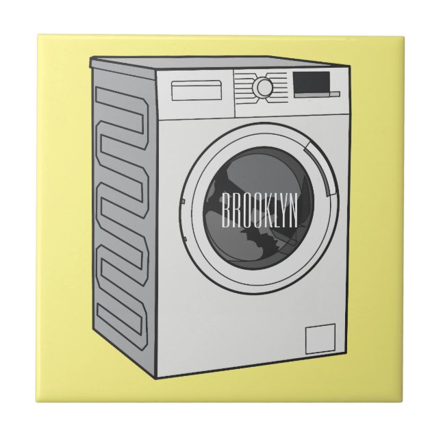 Washing machine cartoon illustration  tile (Front)