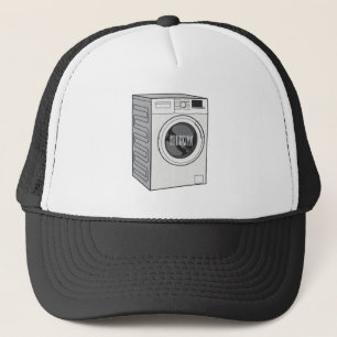 Washing machine cartoon illustration  trucker hat