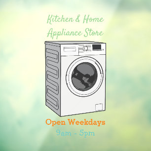 Washing machine cartoon illustration window cling