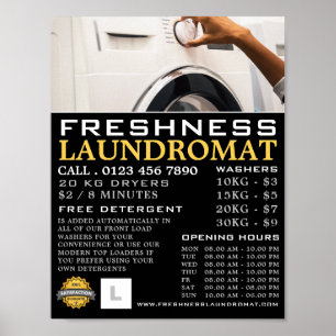 Washing Machine, Laundromat, Cleaning Advertising Poster