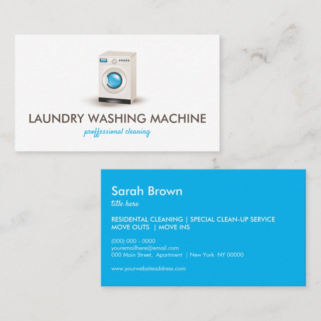 Washing machine Laundry Cleaning Business Card (Front/Back)