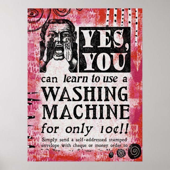Washing Machine Poster - Funny Vintage Ad (Front)