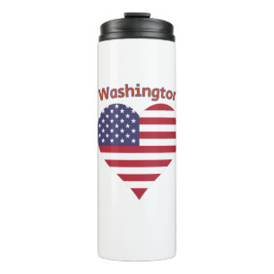 Washington American Flag Heart Thermal Tumbler