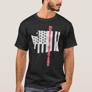 Washington American Flag Map Pride Patriotic 4th O T-Shirt