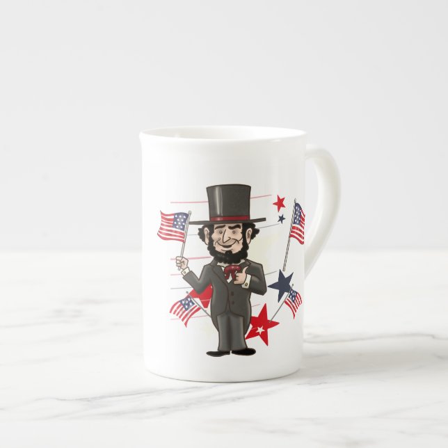 Washington and Lincoln Bone China Mug (Front Right)
