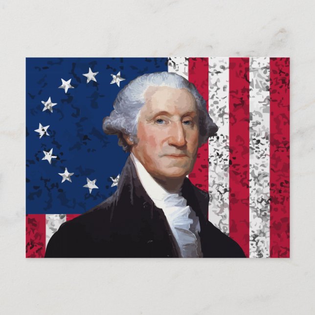 Washington and The American Flag Postcard (Front)
