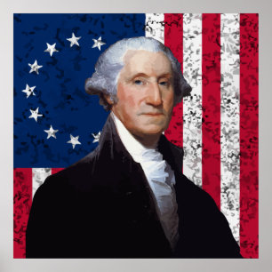 Washington and The American Flag Poster