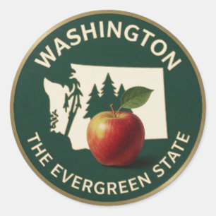 Washington Apple Emblem 🍎 Classic Round Sticker