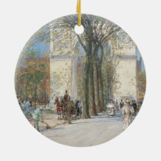 Washington Arch, Spring by Frederick Childe Hassam Ceramic Tree Decoration