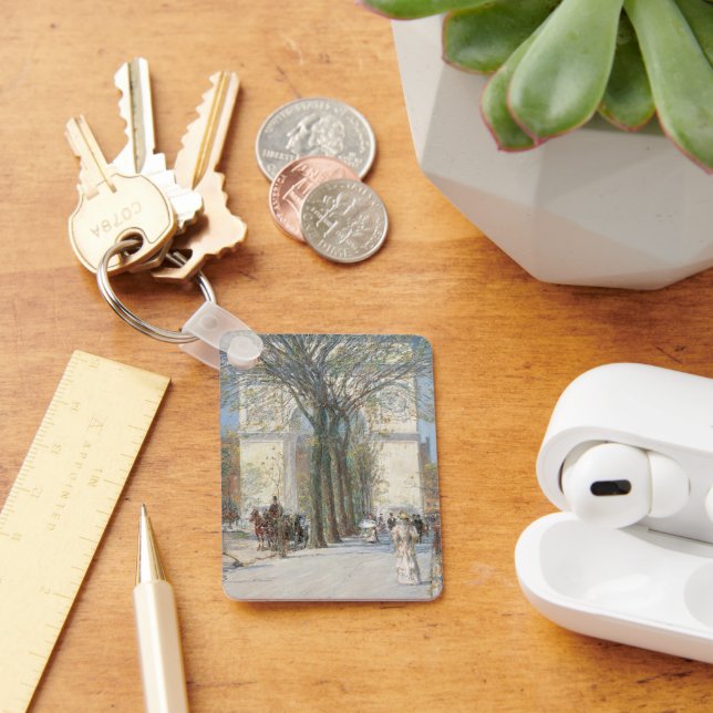 Washington Arch, Spring by Frederick Childe Hassam Key Ring (Desk)
