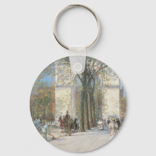 Washington Arch, Spring by Frederick Childe Hassam Key Ring