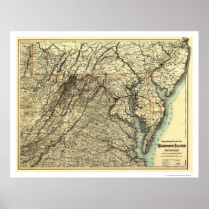 Washington & Atlantic Railroad Map 1883 Poster