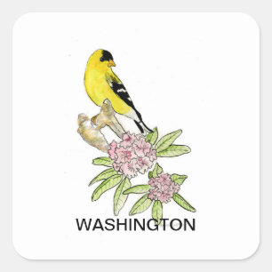 Washington bird flower square sticker