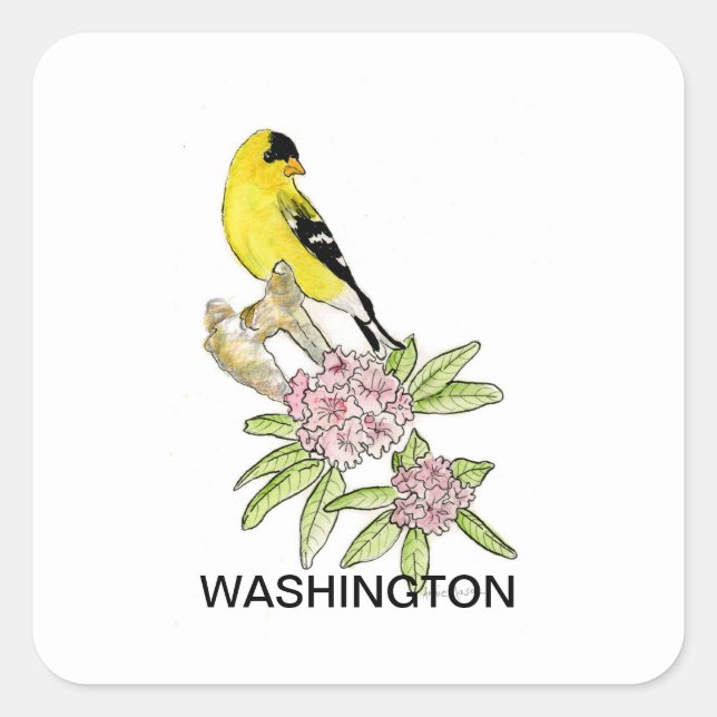Washington bird flower square sticker (Front)