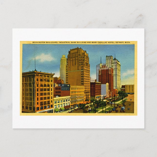 Washington Boulevard, Detroit, Michigan Postcard (Front)