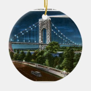 Washington Bridge and Hudson River Ceramic Tree Decoration