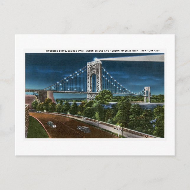 Washington Bridge Hudson River, New York City Postcard (Front)