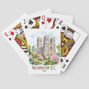 Washington Cathedral Religious Watercolor Custom Playing Cards