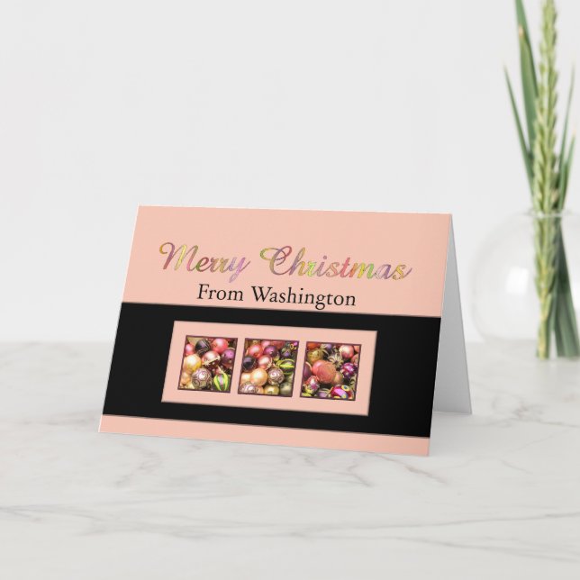 Washington  Christmas Card, state specific Holiday Card (Front)