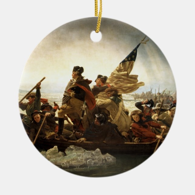 Washington Crossing the Delaware - 1851 Ceramic Tree Decoration (Front)
