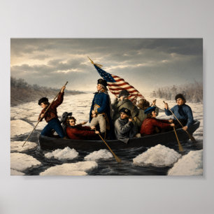 Washington Crossing the Delaware America history Poster