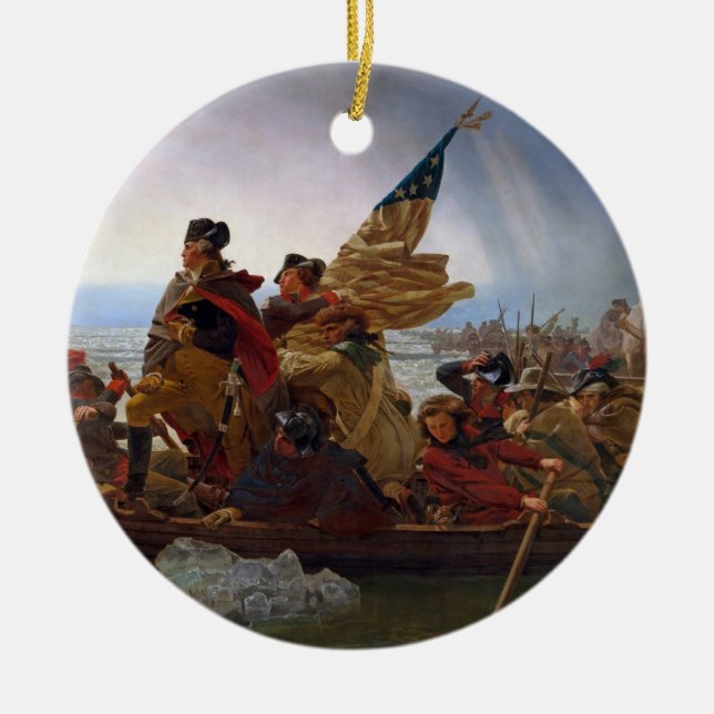 Washington Crossing the Delaware River Ceramic Tree Decoration (Front)