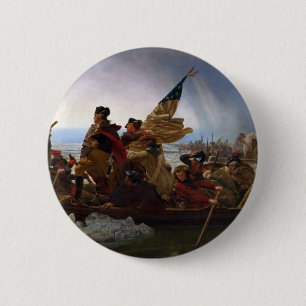 Washington Crossing the Delaware - Vintage US Art 6 Cm Round Badge