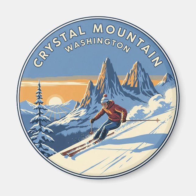Washington Crystal Mountain Skier Skiing Magnet (Front)