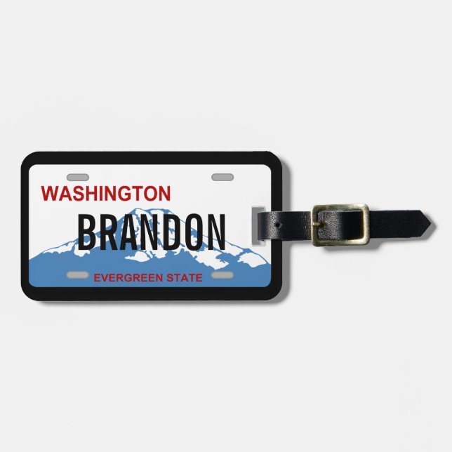 Washington custom license plate luggage tag (Front Horizontal)