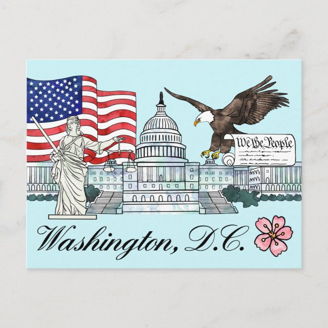 Washington D.C. Postcard Illustration (Front)