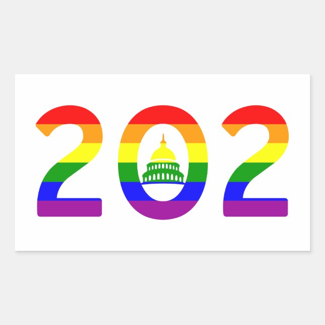 Washington D.C. Rainbow Pride Rectangular Sticker (Front)
