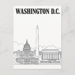 Washington D.C. Vintage Line Art Travel Postcard