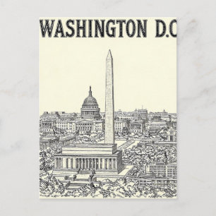 Washington D.C. Vintage Line Art Travel Postcard