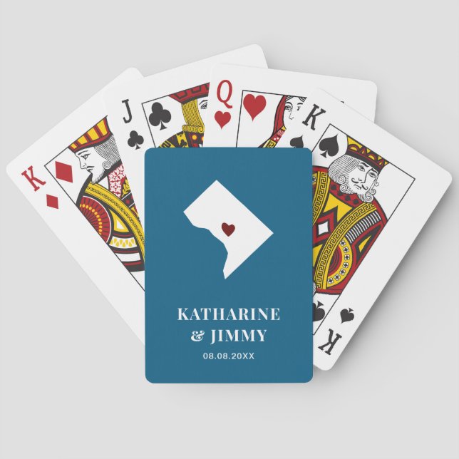 Washington D.C. Wedding Favour Deck of Cards, Map Playing Cards (Back)
