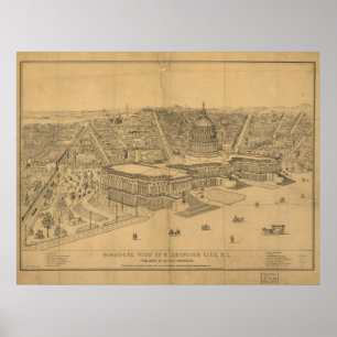 Washington DC 1872 Antique Panoramic Map Poster