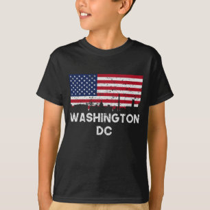 Washington DC American Flag Skyline Distressed T-Shirt