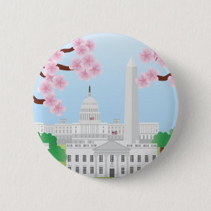 Washington DC and Cherry Blossoms Button