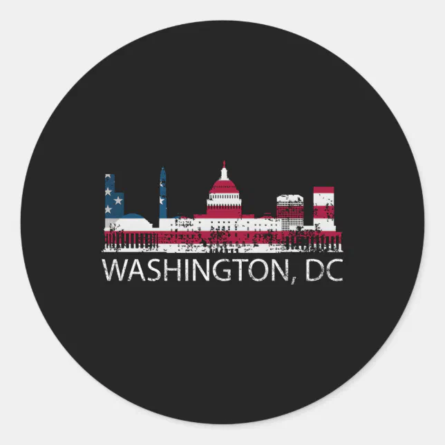 Washington Dc Capitol Hill Usa Flag Classic Round Sticker | Zazzle