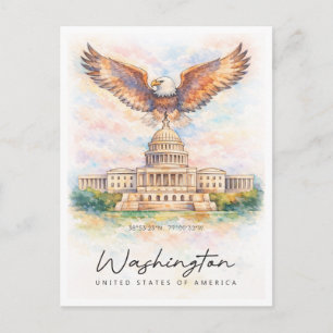 Washington DC Capitol Hill Watercolor USA Holiday Postcard