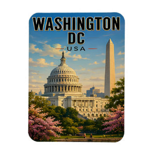 🟡 Washington DC Capitol Spring Travel Gift Magnet