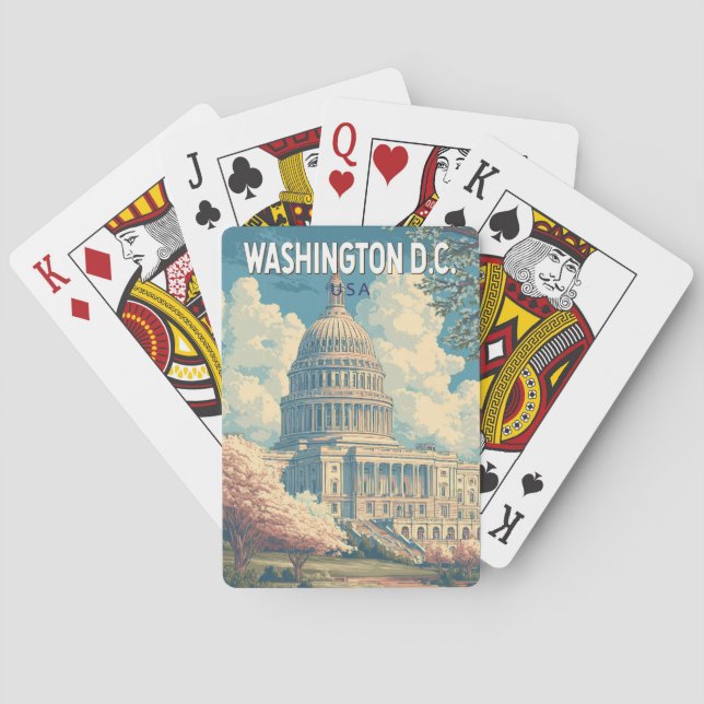 Washington DC Capitol Travel Art Vintage Playing Cards (Back)